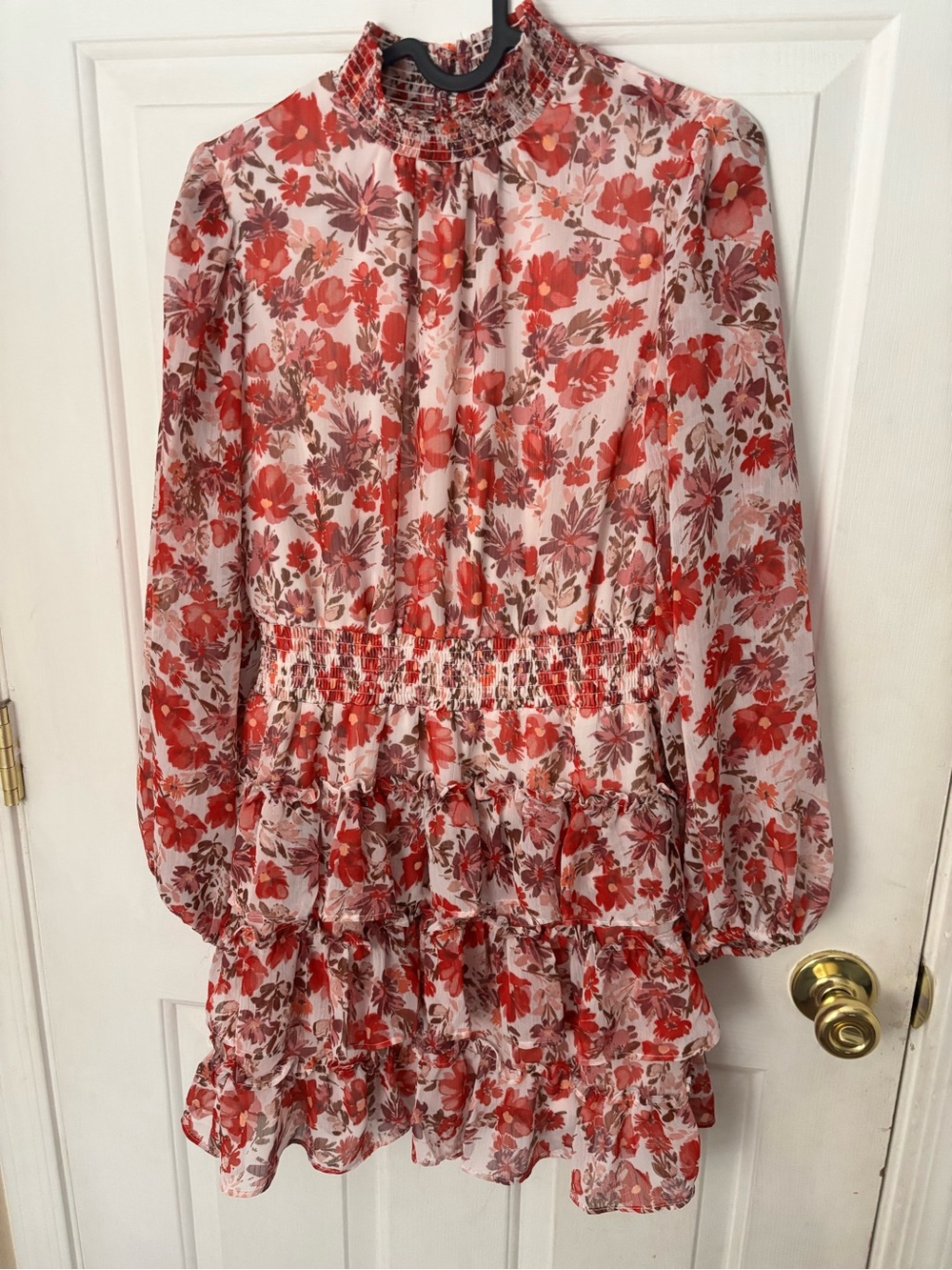 1. State Girls' Floral Smocked Ruffle Dress in Red and Cream